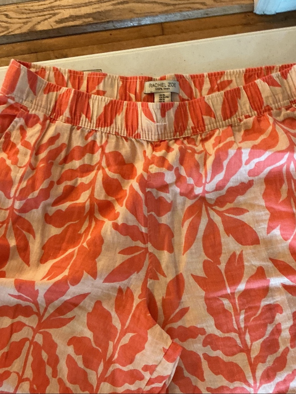 Rachel Zoe Coral Leaf-Print Bermuda Shorts